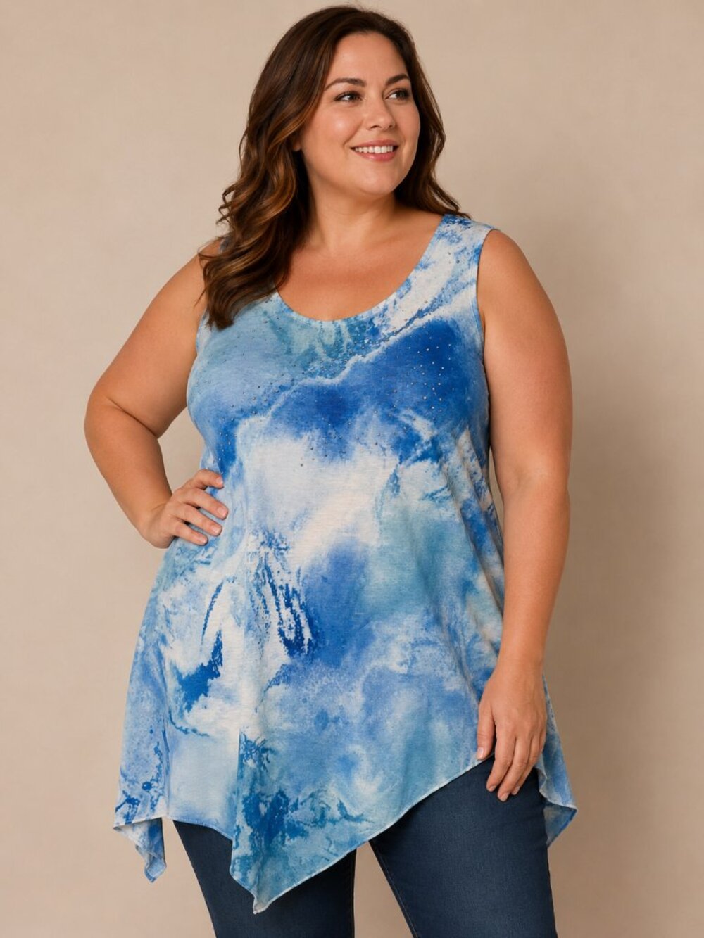 Sparkle Shark Hem Sleeveless top Size 2X